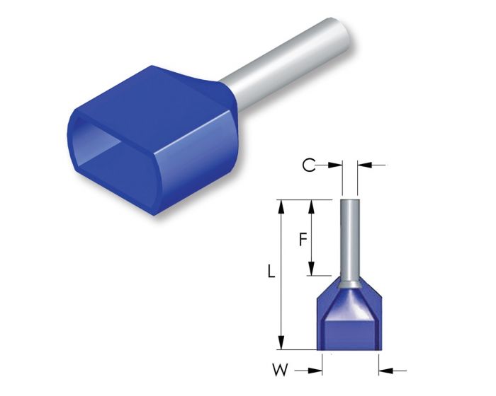 Adereindhuls-Dubbel-2x-16,00mm²-Blauw-100st.