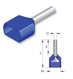 Adereindhuls-Dubbel-2x-16,00mm²-Blauw-100st.